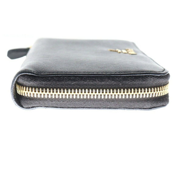 Prada Zip Long Saffiano Black Leather Wallet - Picture 3 of 6